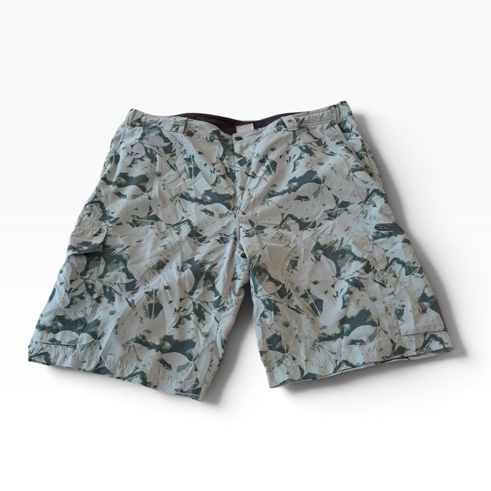 Columbia Mens Sage Green Leaf Camo Nylon Ripstop Cargo Shorts Size 42